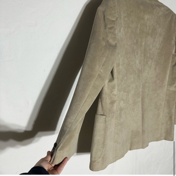 Vintage Hyde Park Tan Faux Suede Blazer 44R - Picture 10 of 14